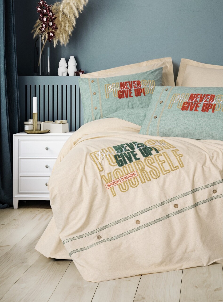 Lenjerie de pat pentru o persoana, L'essentiel Maison, Forward, Bej - imagine 3